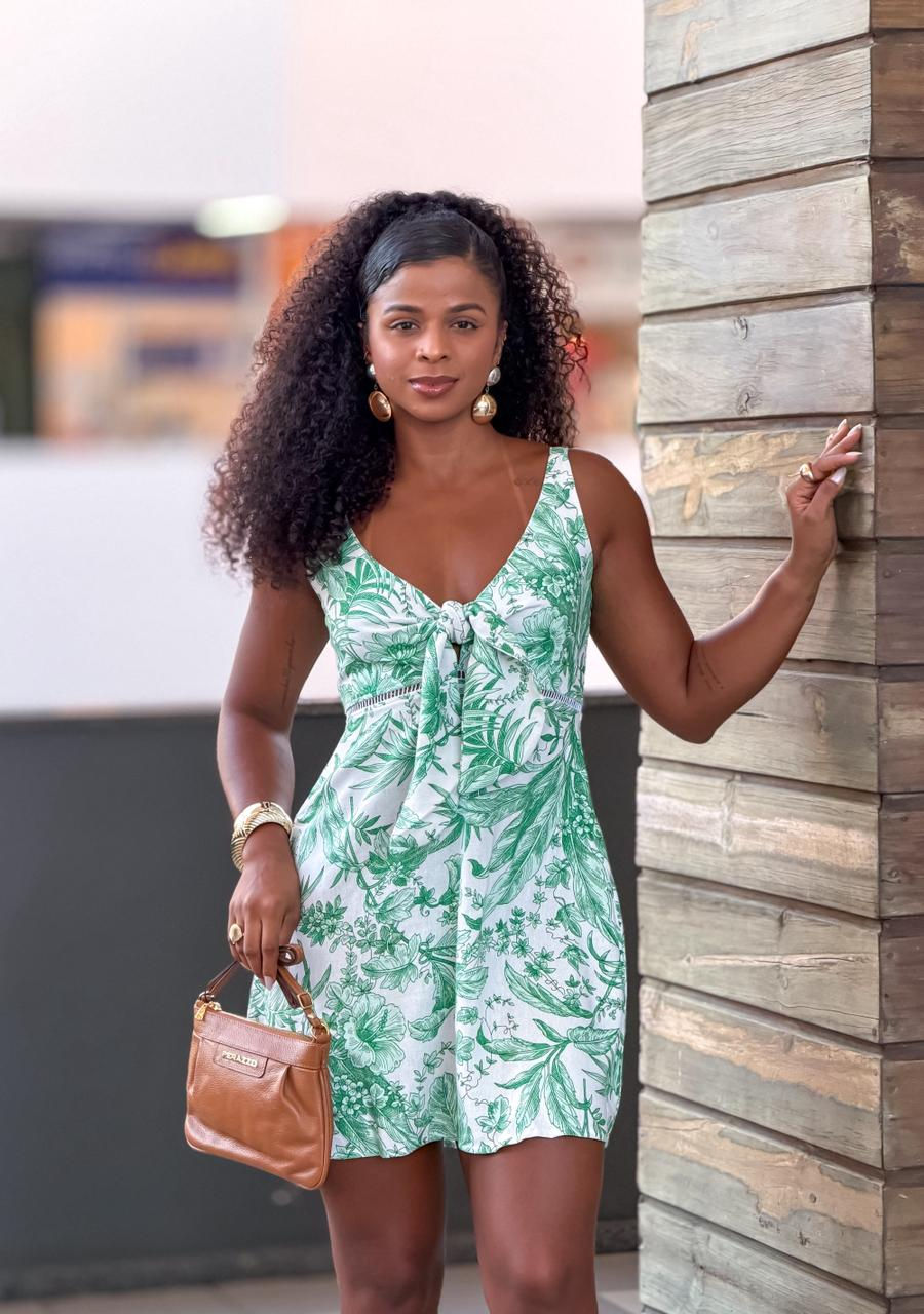 Miniatura: Vestido Detalhe Entre Meio Algodão Amarração Busto