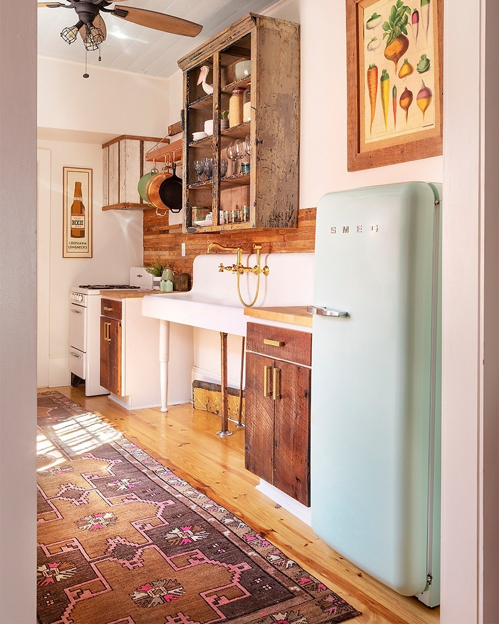 desert kitchen vibes smeg fridge