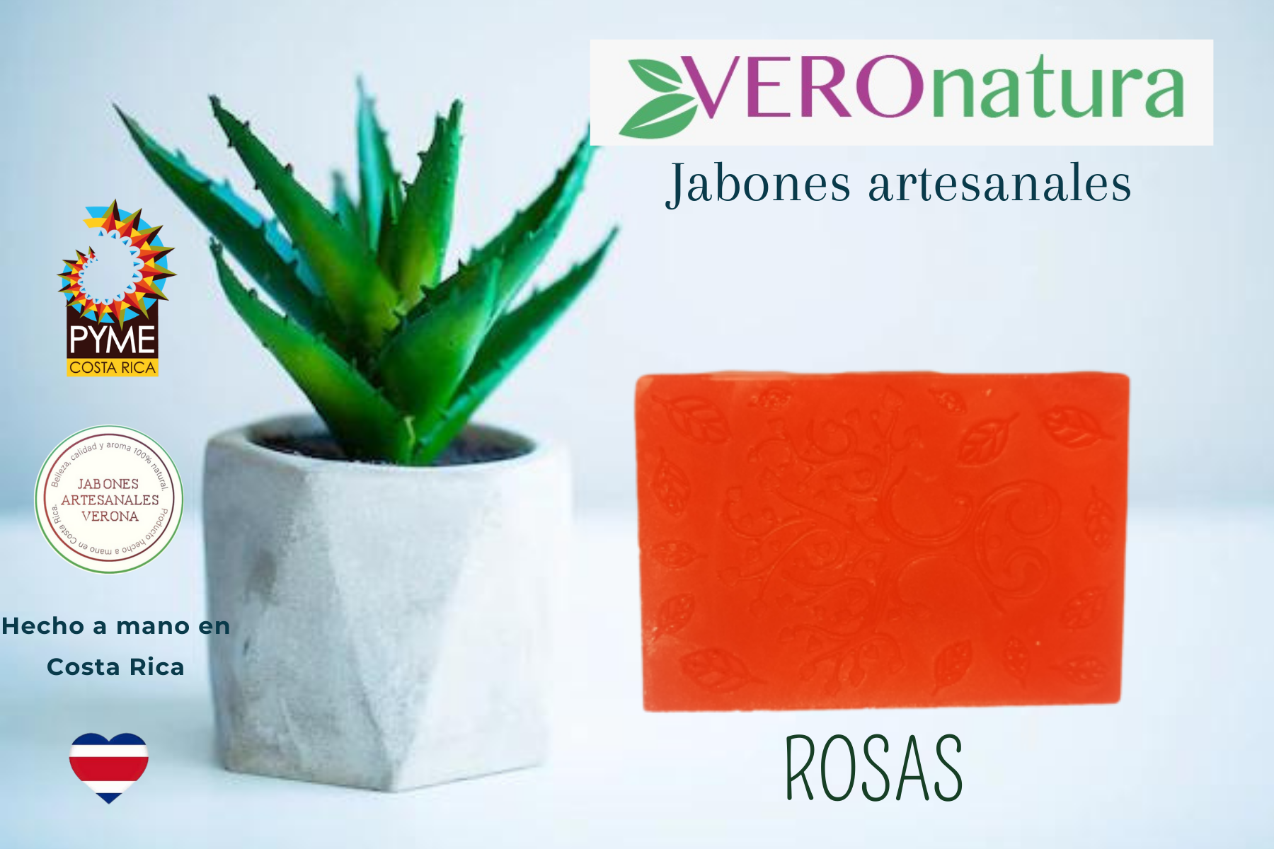 Jabón Artesanal Antibacterial de rosas 110 g