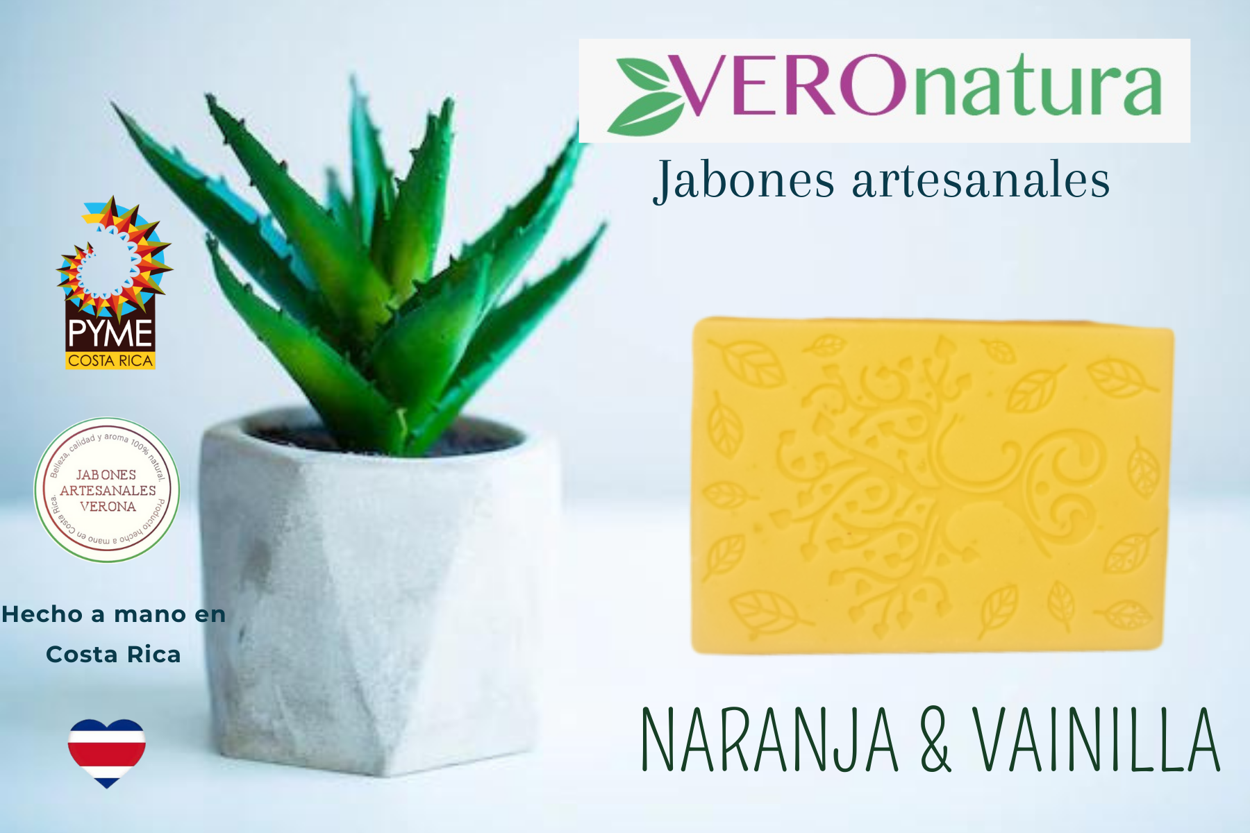 Jabón Artesanal Antibacterial de naranja y vainilla 110 g