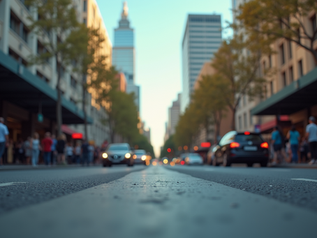 Eye-level view of a vibrant Melbourne city street