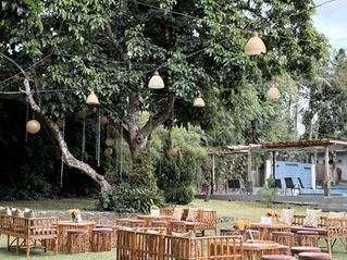 Lounge chairs in the Pavilion Garden of Our Haven Events Place