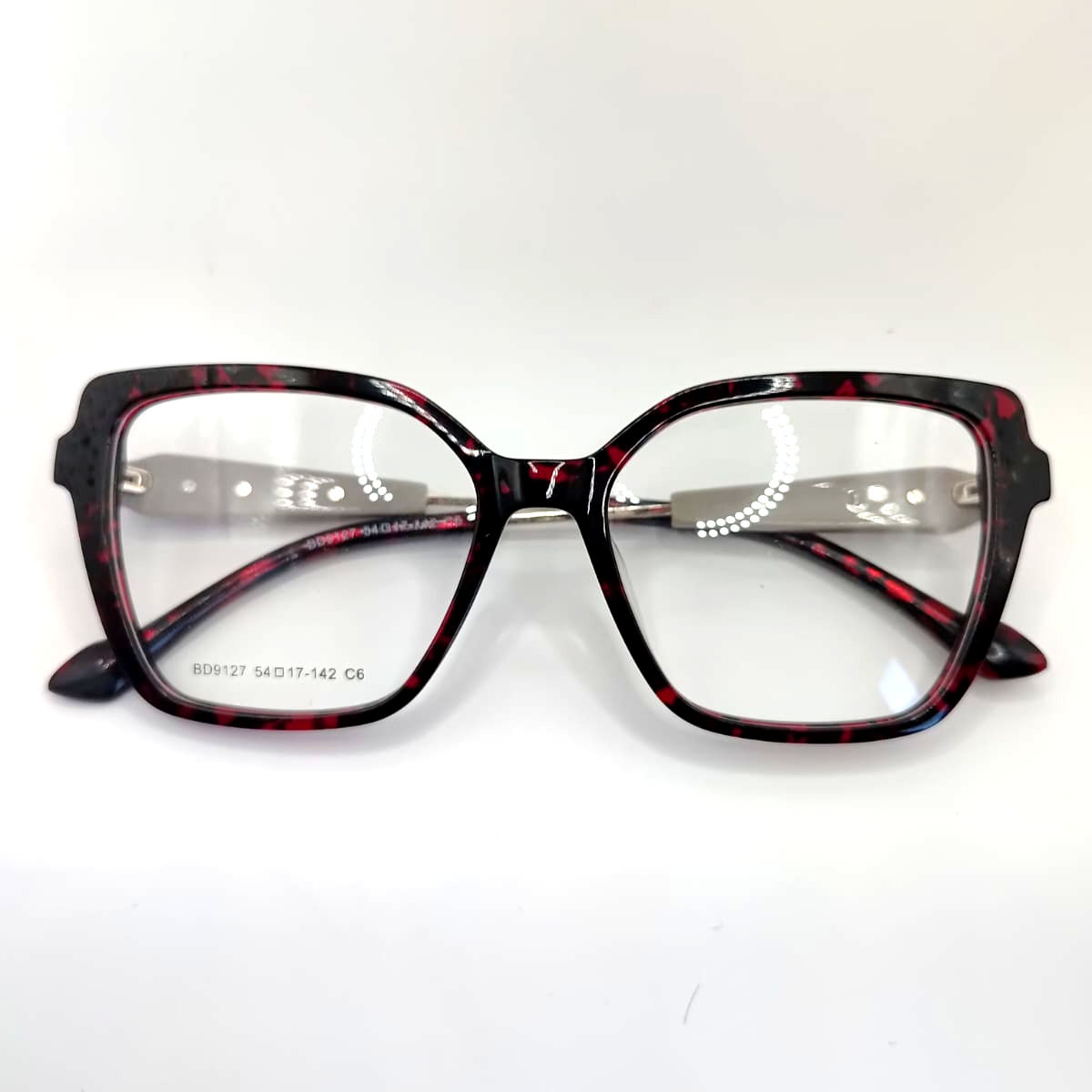 8 - Óculos Quadrado Preto com Vermelho