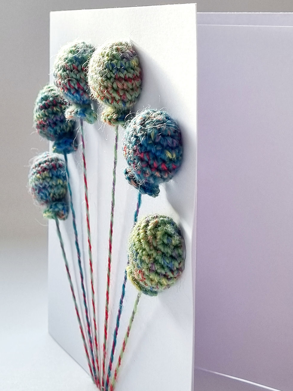 Thumbnail: Handmade Crochet 3D Balloons Card - Green