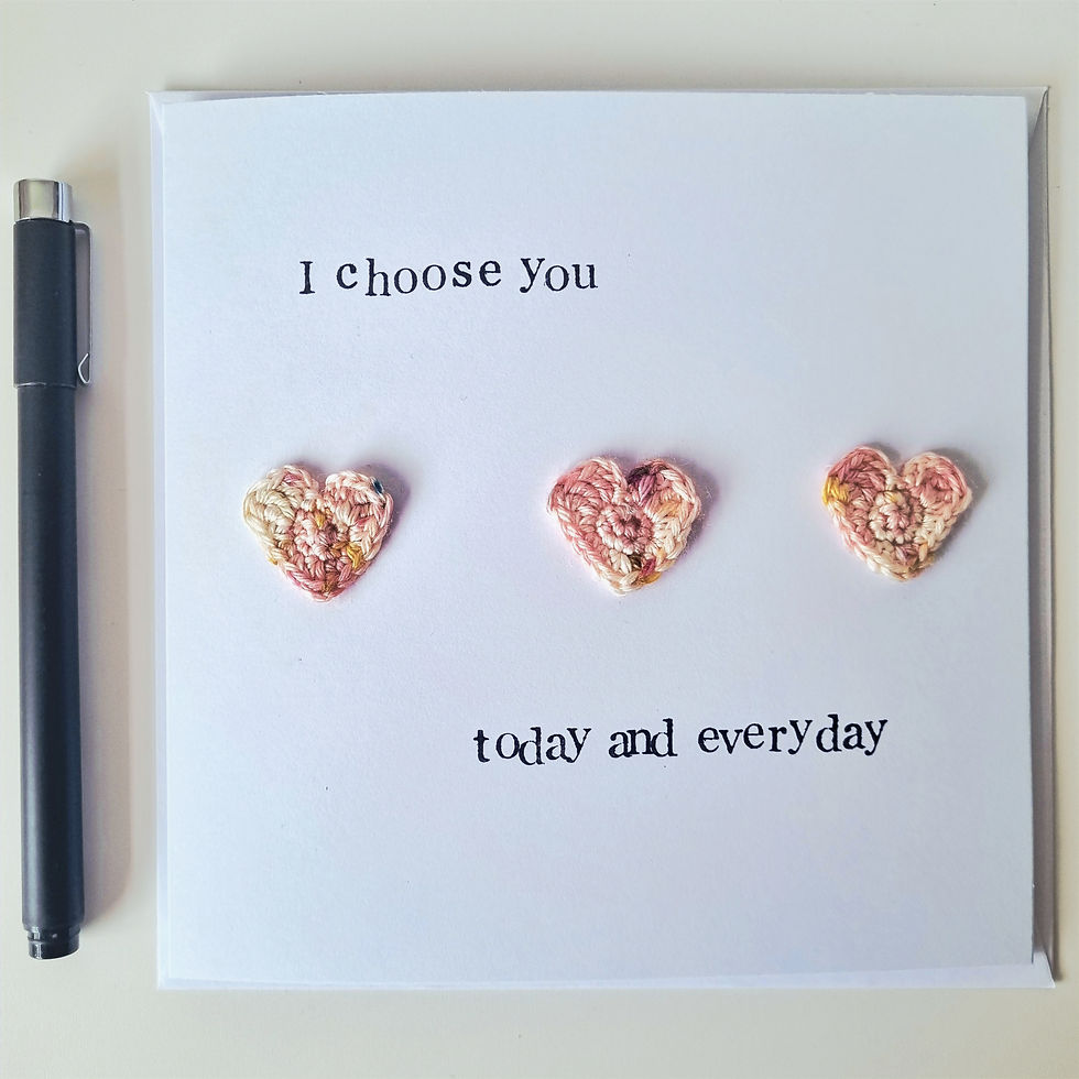 Thumbnail: Handmade Crochet Hearts Card - Romantic Keepsake