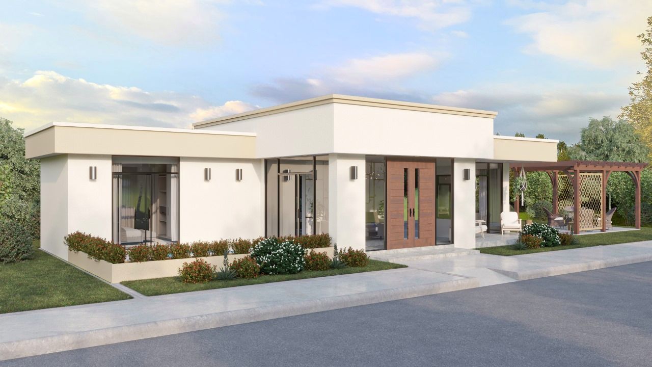 Render de fachada de casa campestre