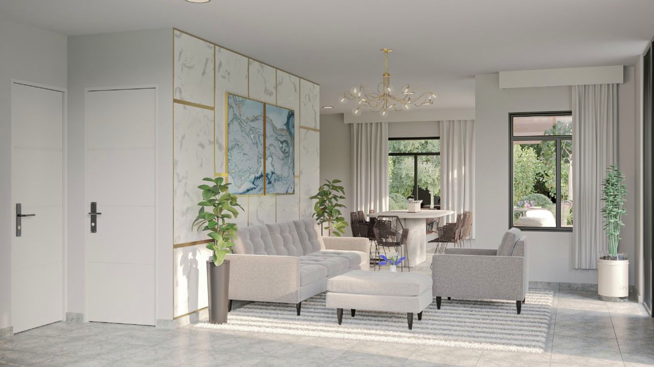 Render de sala y comedor