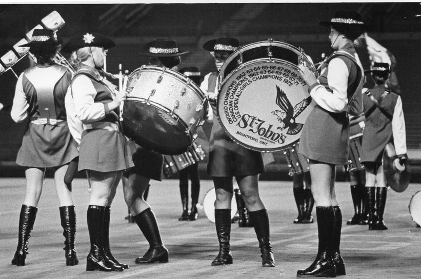 1973 Drum line during concert