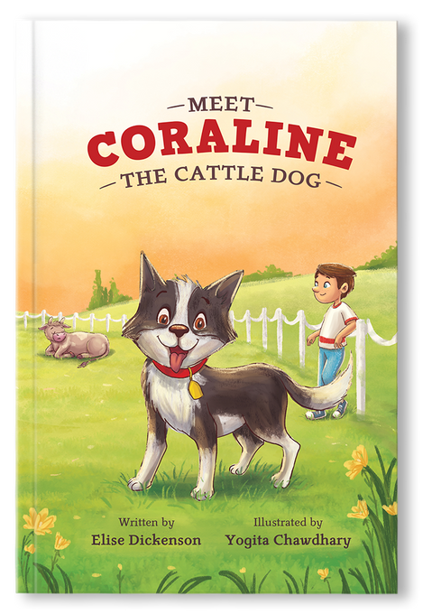 Book cover illustration of Meet Coraline the Cattle Dog