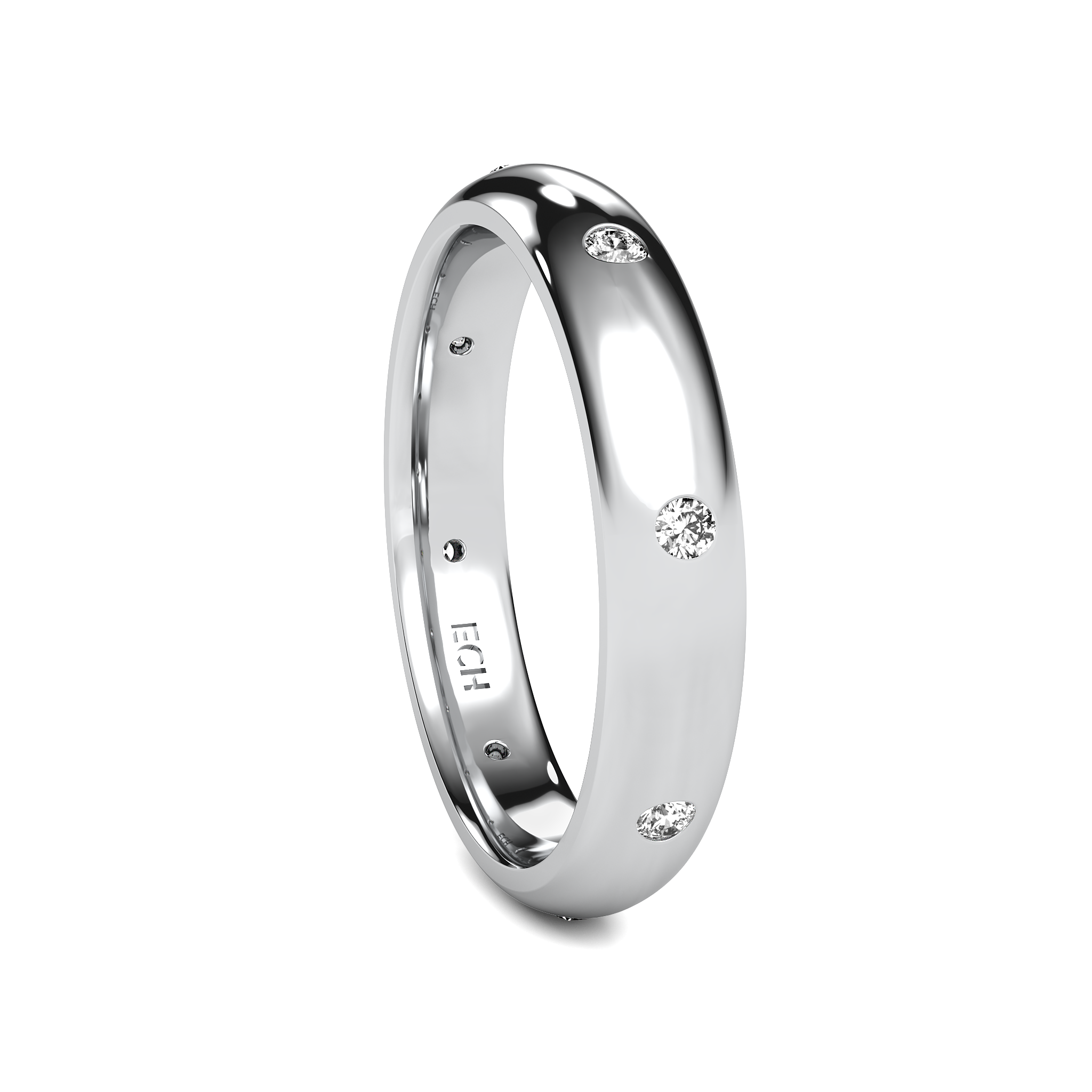 Round Diamond Thin Dome Band