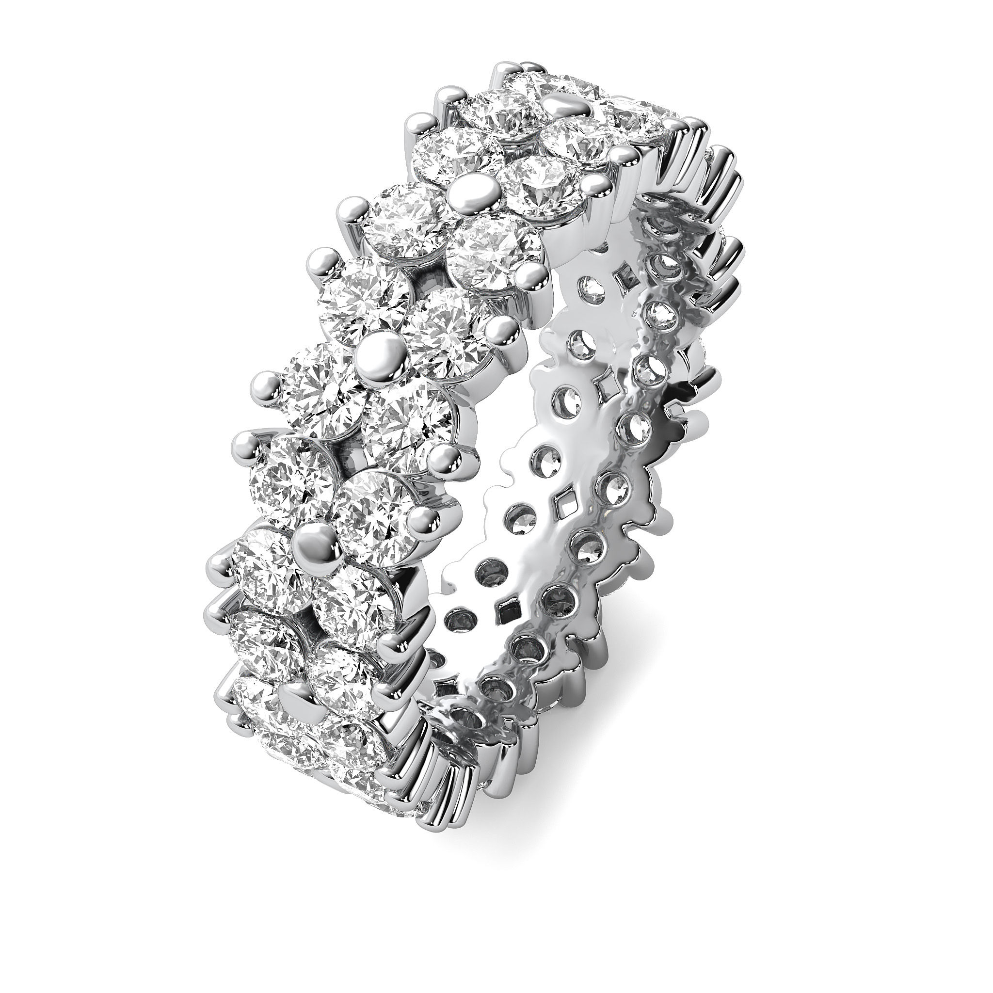 Round Diamond Flower  Eternity Band