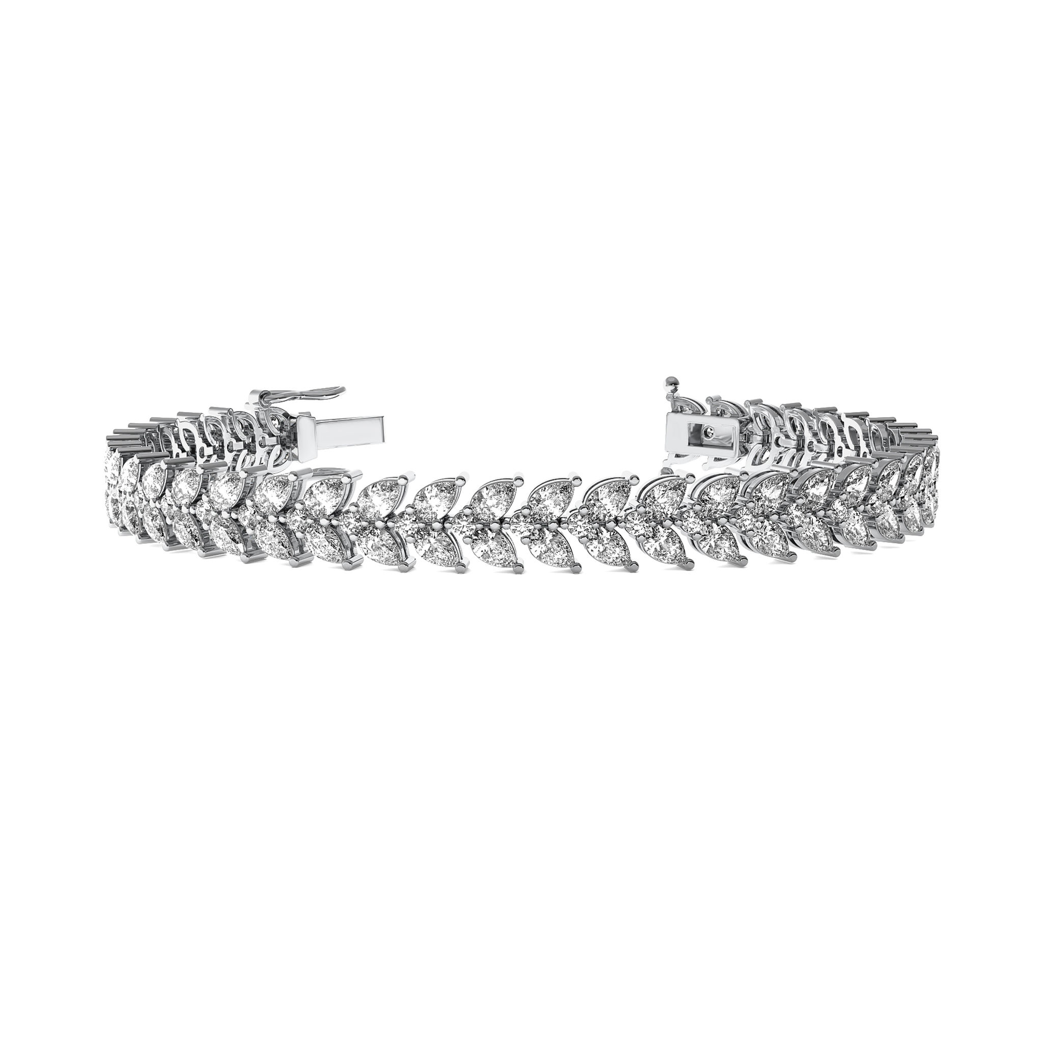 Pear Diamond Leaf Tennis Bracelet
