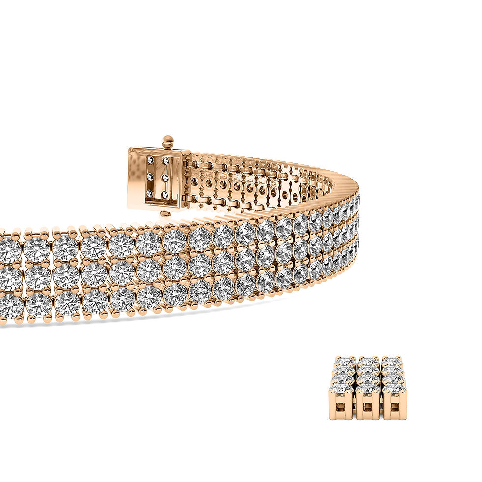 Thumbnail: Three Row Lab Diamond Tennis Bracelet – 13.72 ctw