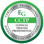 ADHD CCSP BADGE FOR WEBSITE, green, and white circle badge. Shows certification forCertified Clinical Services Provider