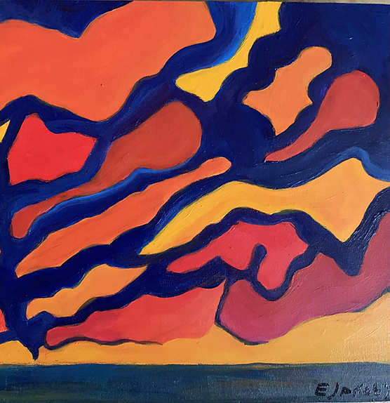 Sunset abstract painting by Edith Jakobs