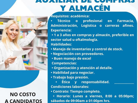 Auxiliar de Farmacia Compras y Almacén