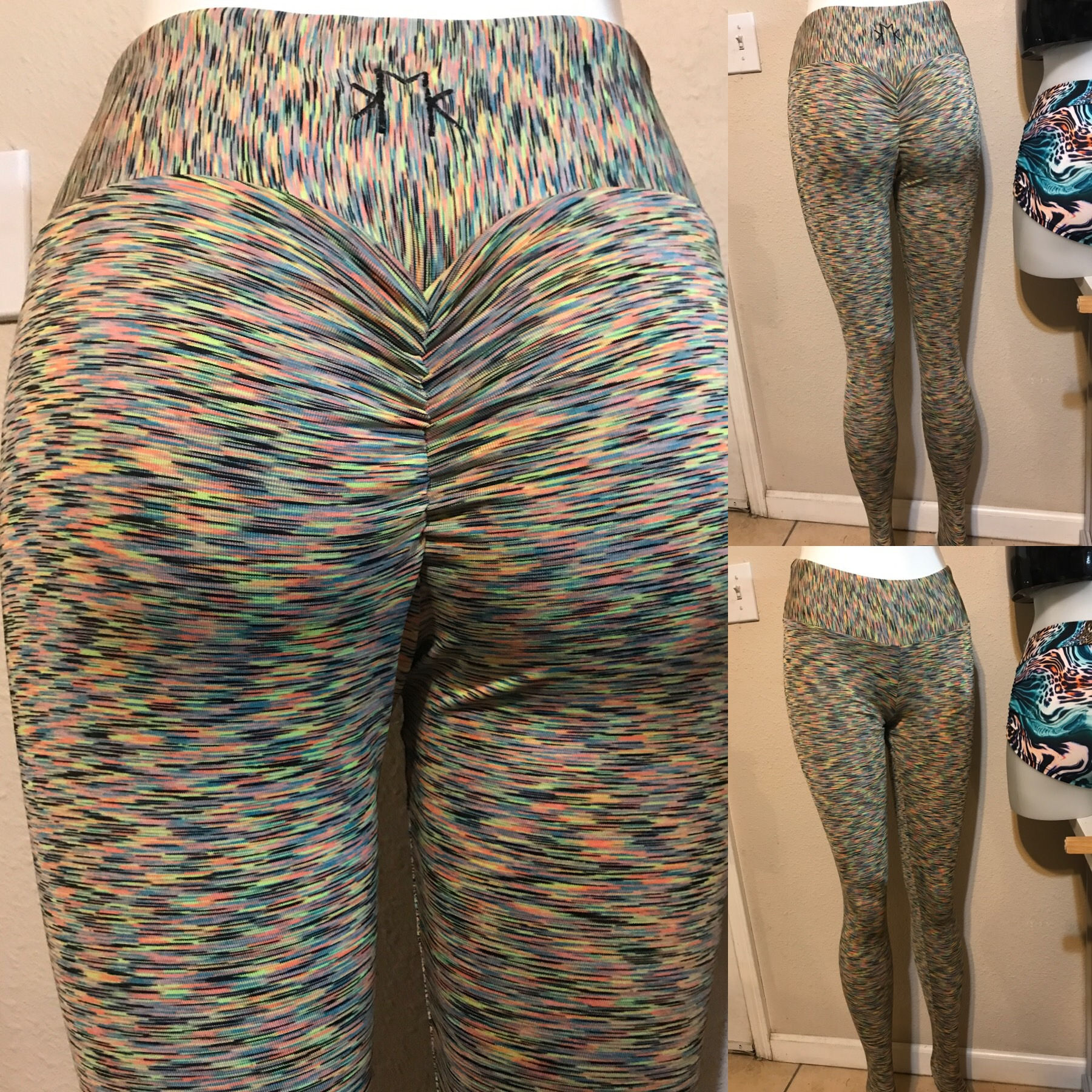 Yellow Space Dye Scrunch-Butt Leggings