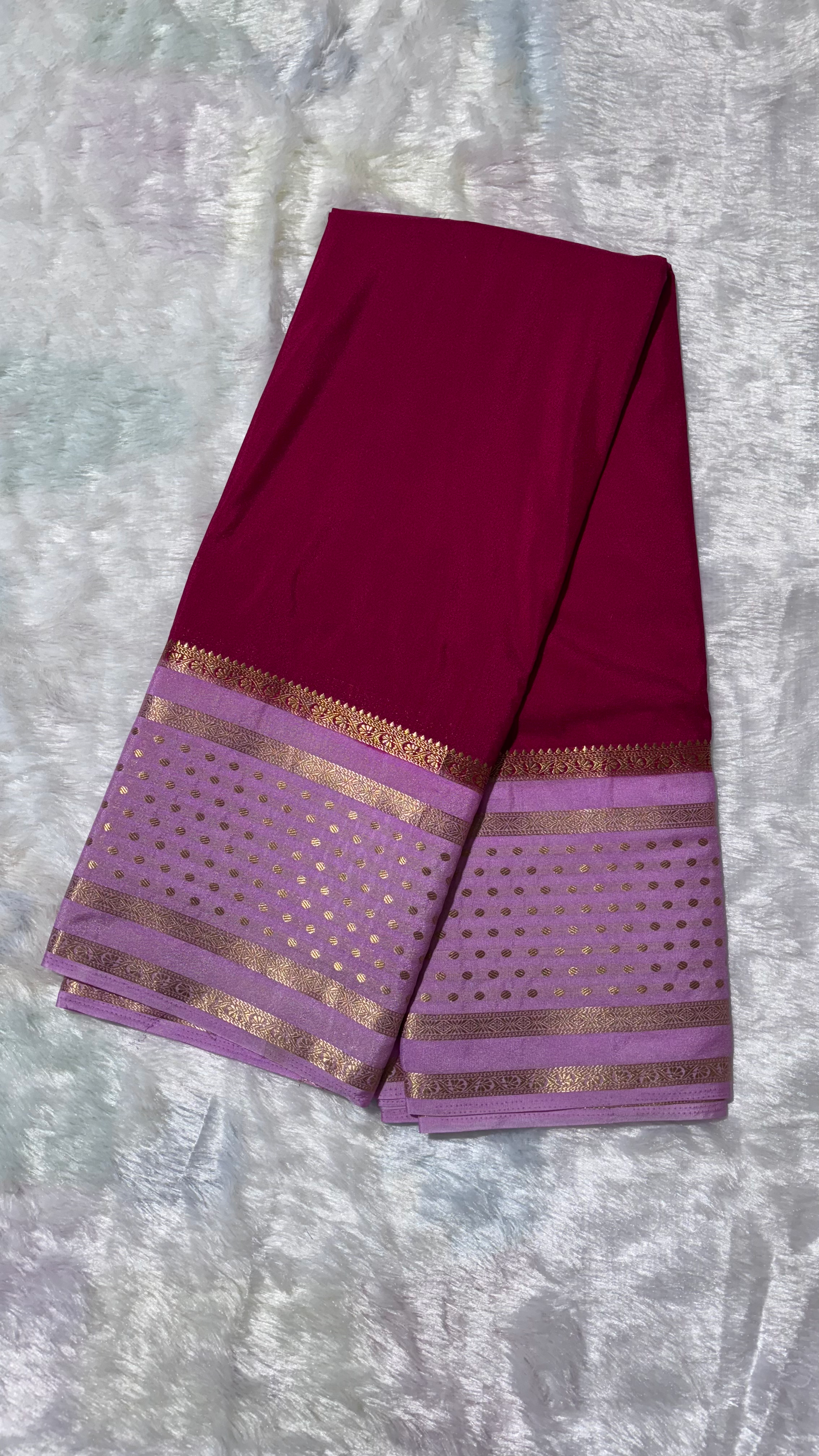 Semi crepe silk - Pink with baby pink 