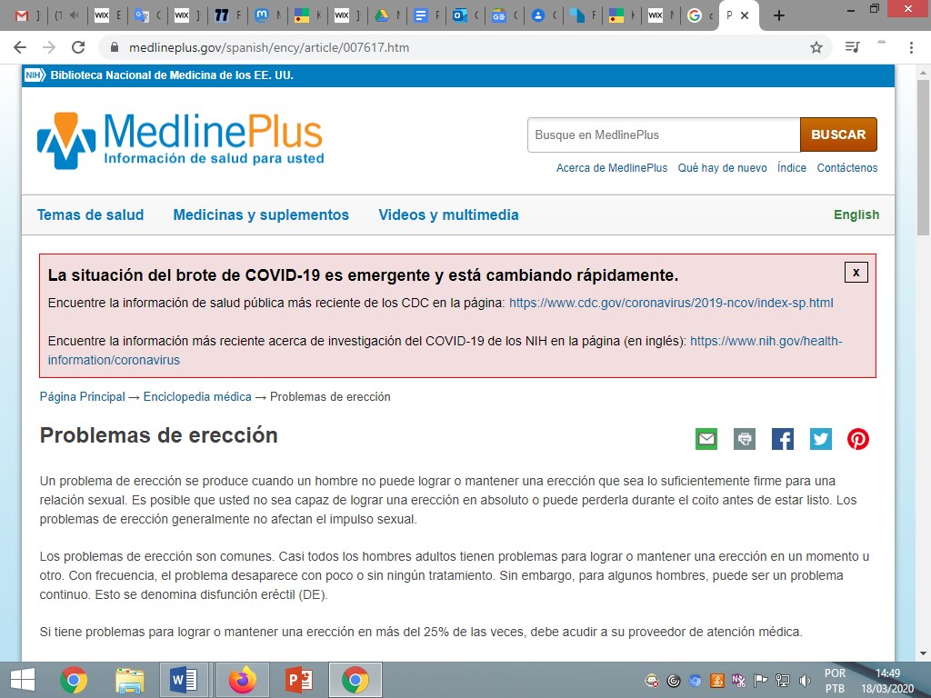 Tienes problemas de erección.. Medline Plus - Información de salud para usteds..