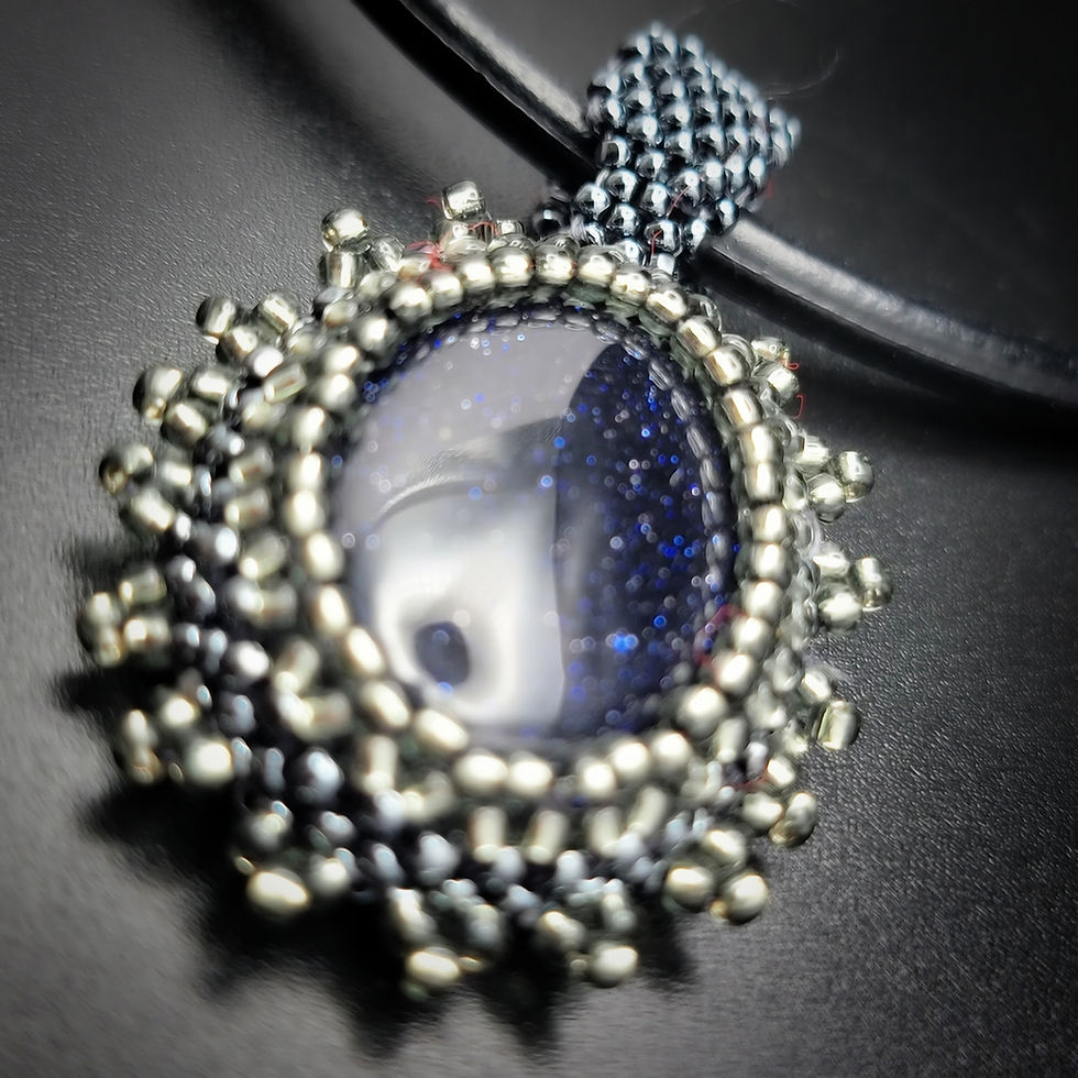 Thumbnail: Handmade framed blue sandstone pendant2