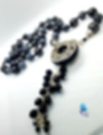 Lariate necklace with agate and shungite stone beads