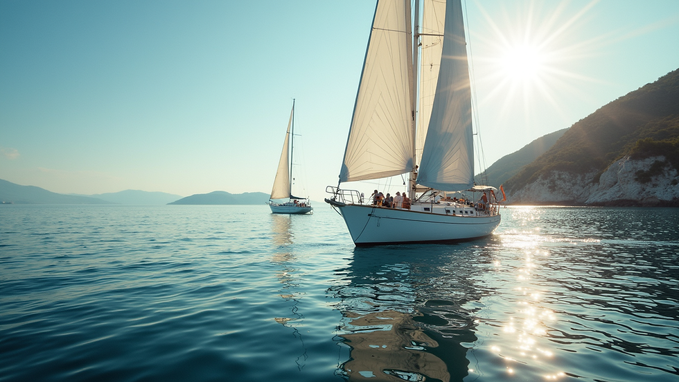 Weitwinkelaufnahme einer Segelyacht vor der kroatischen Küste