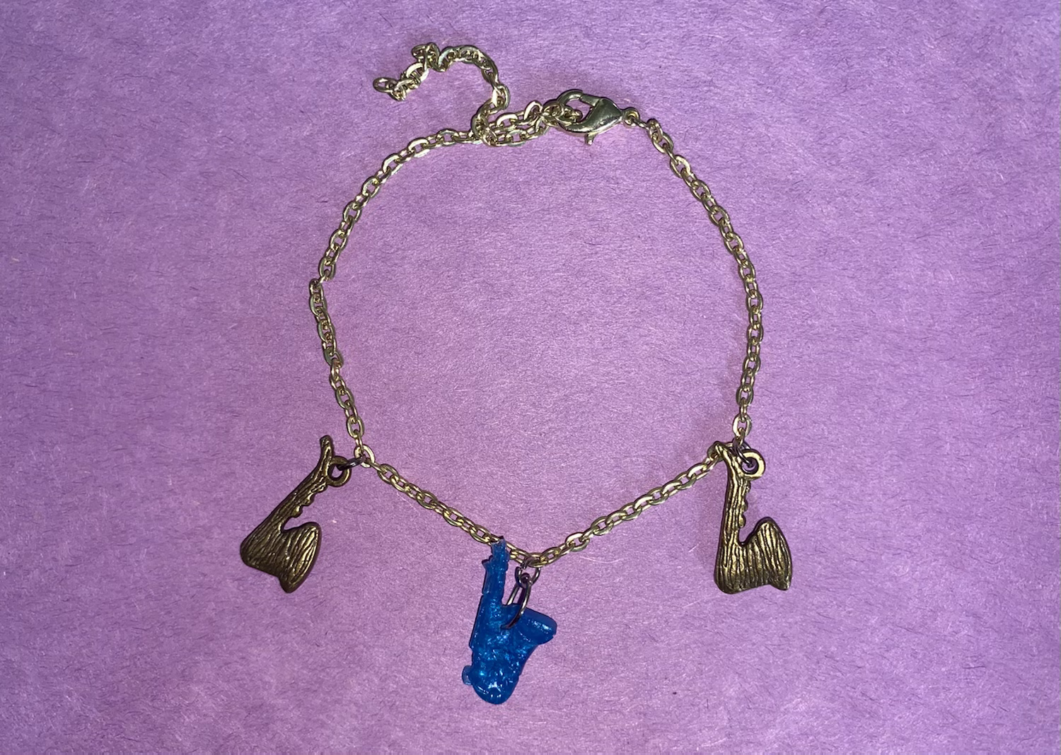 Brass bracelet chain with charms (the sax bracelet)