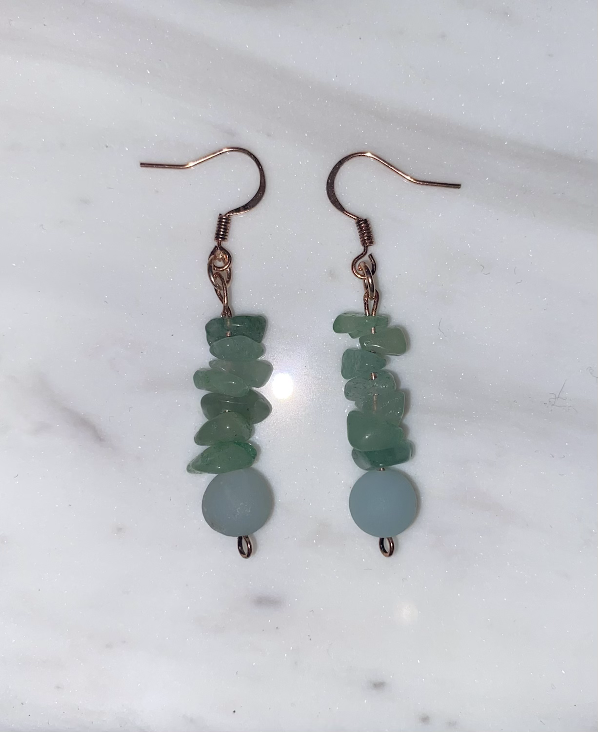 Natural green aventurine gemstone earrings