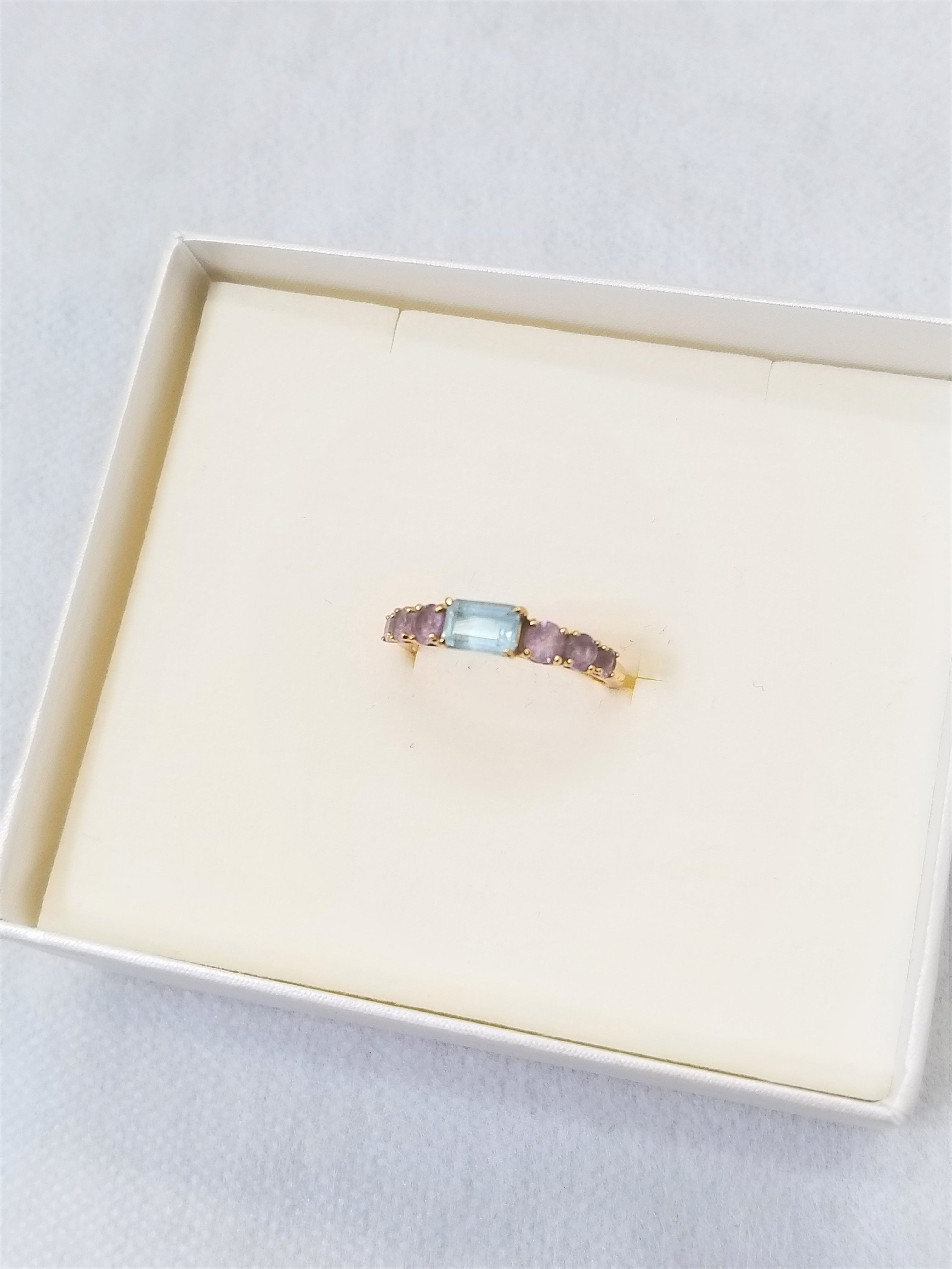 STARJEWELRY ブルー&ピンクストーンリング