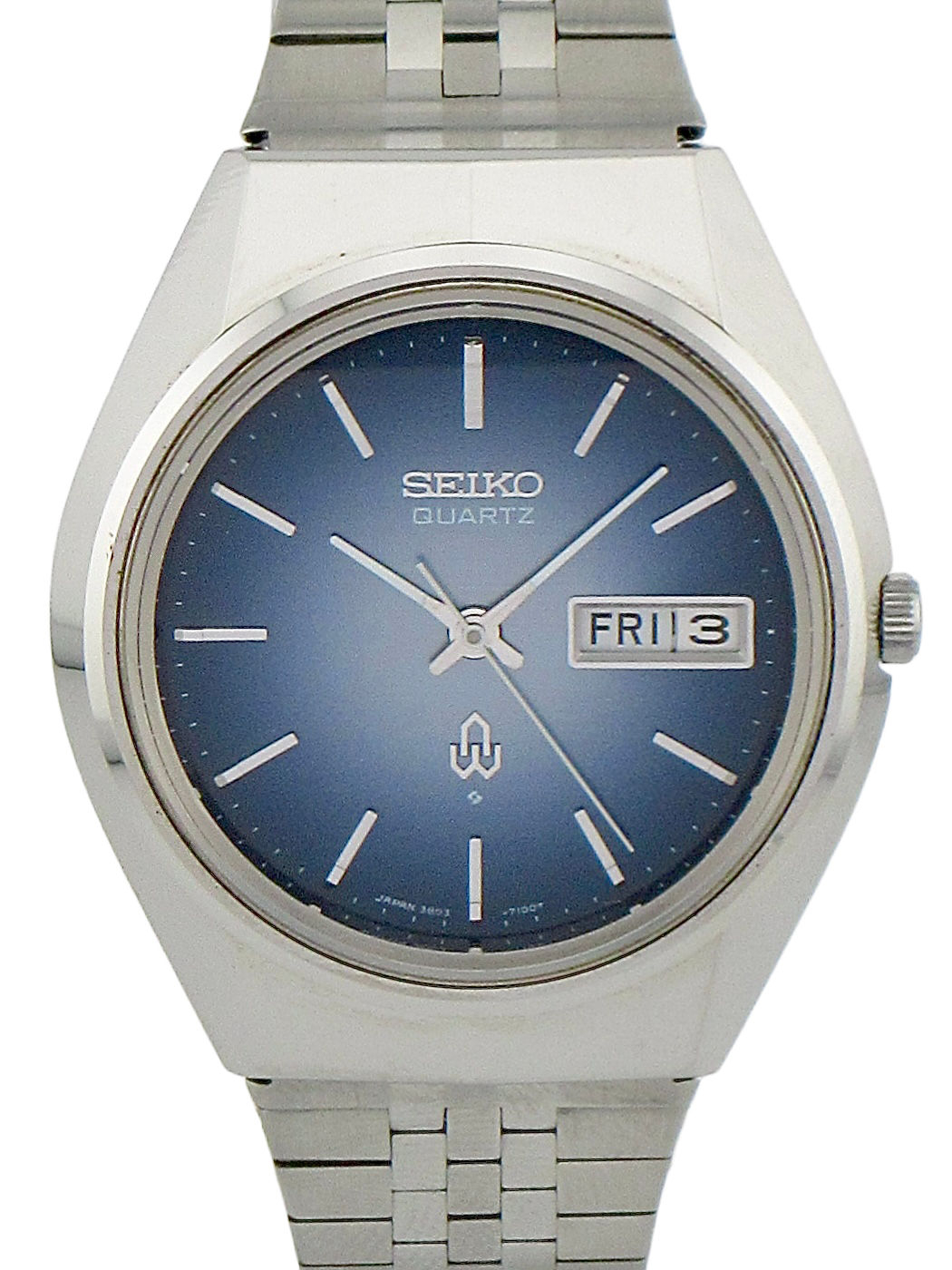 SEIKO 3803-7020 QZ デイデイト 青文字盤