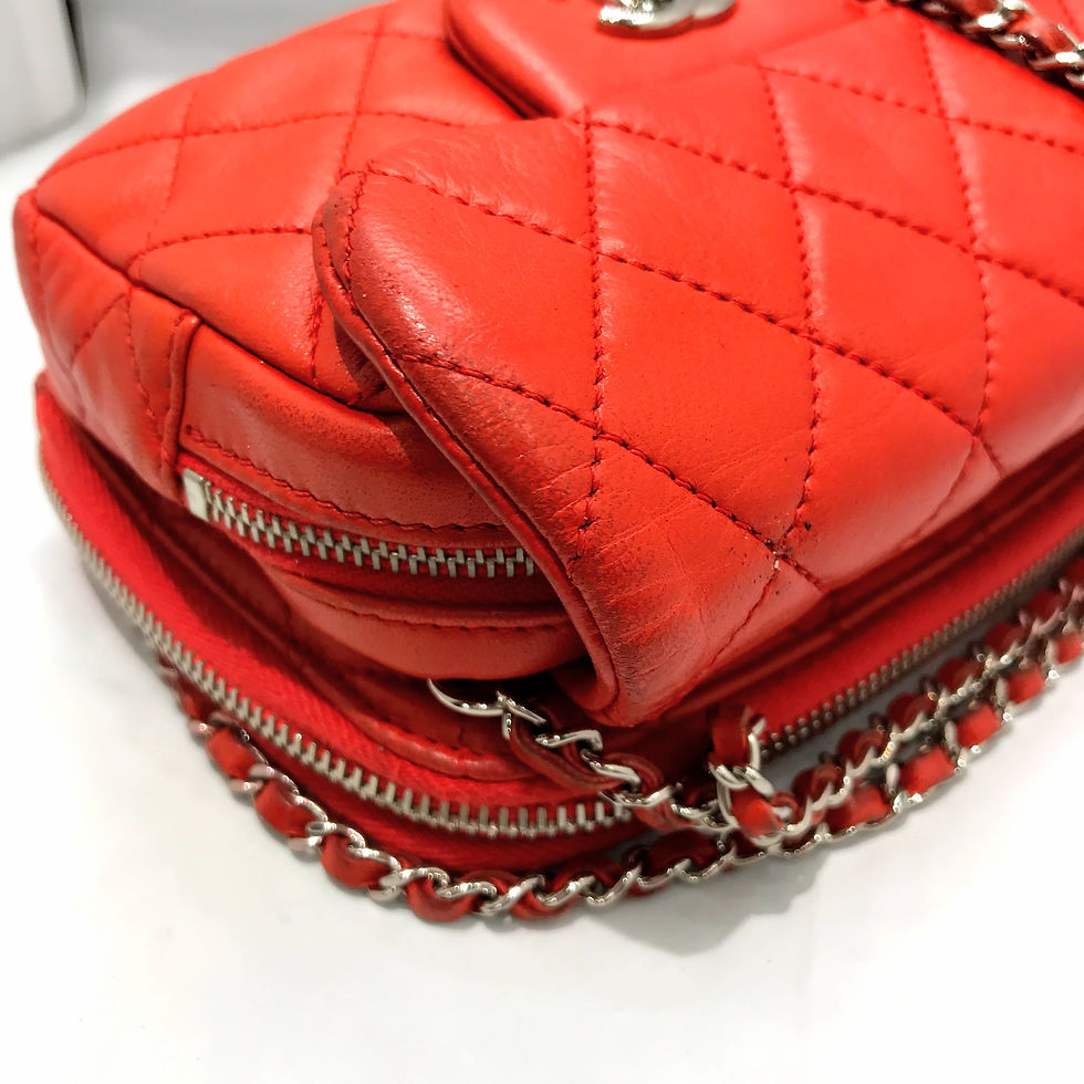 Thumbnail: CHANEL	ラウンドファスナーチェーンショルダーバッグ	マトラッセ　オレンジ