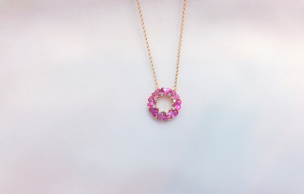 サムネイル： STARJEWELRY　ピンクストーンサークルハートネックレス