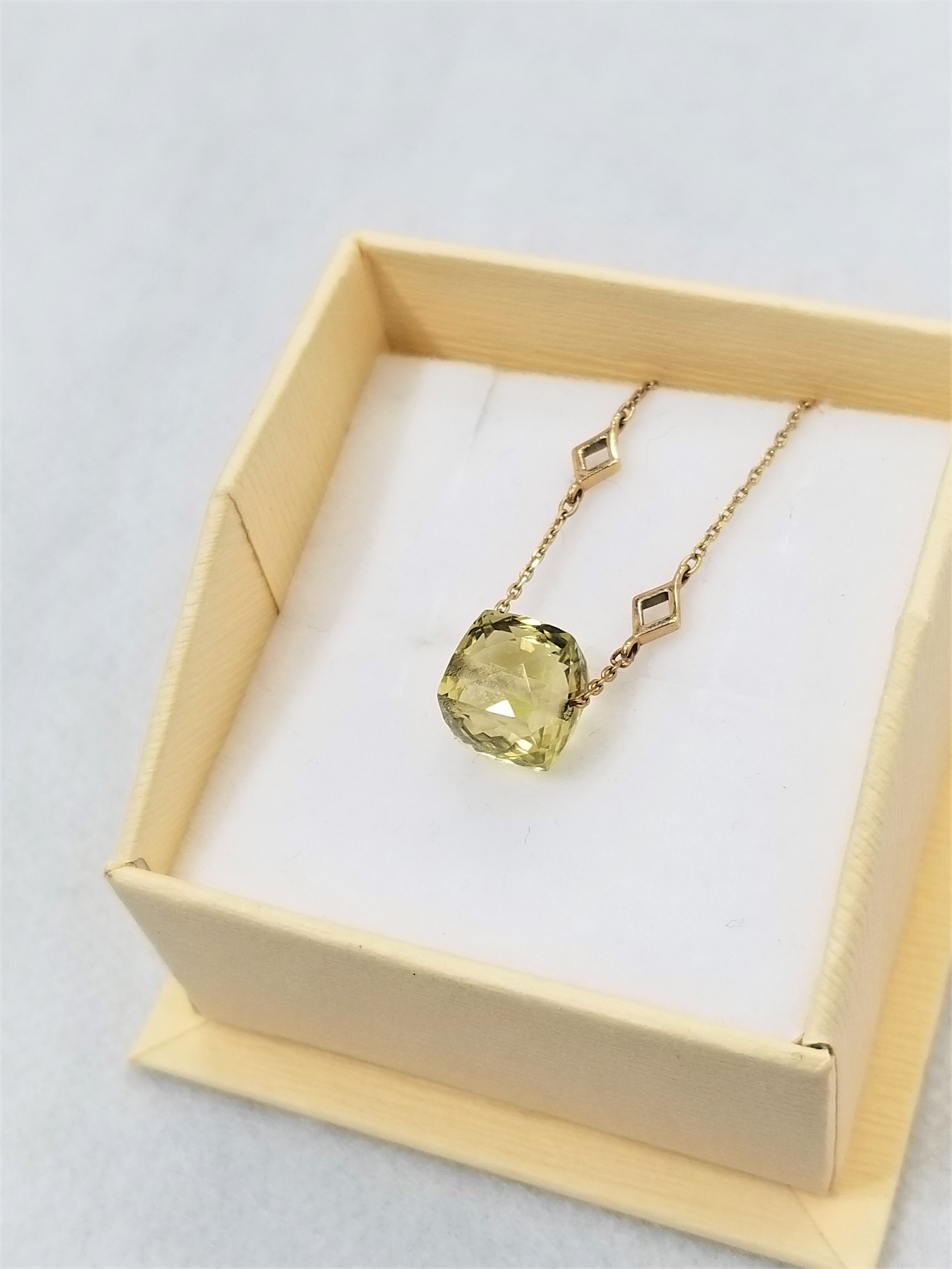 4°C 1Pグリーンストーン ネックレス K10YG