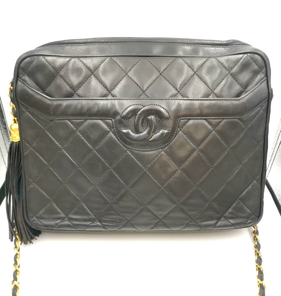 CHANEL シャネル フリンジチェーンショルダーバッグ マトラッセ ブラック