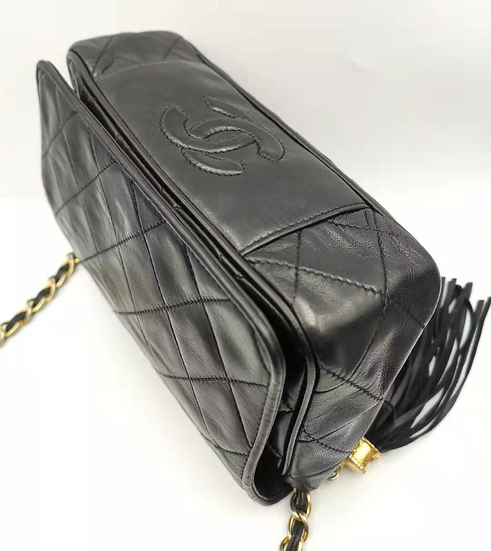 Thumbnail: CHANEL シャネル フリンジチェーンショルダー バッグ マトラッセ ブラック