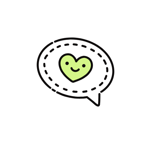 Happy heart in speech bubble