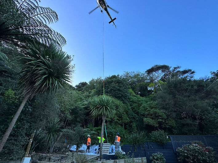 helicopter lift remote access debris flow barrier installation