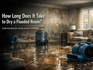 flooded room with heavy drying machines