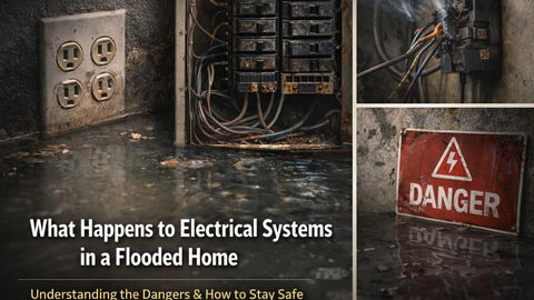 image showing the dangers of a flooded home electrical system