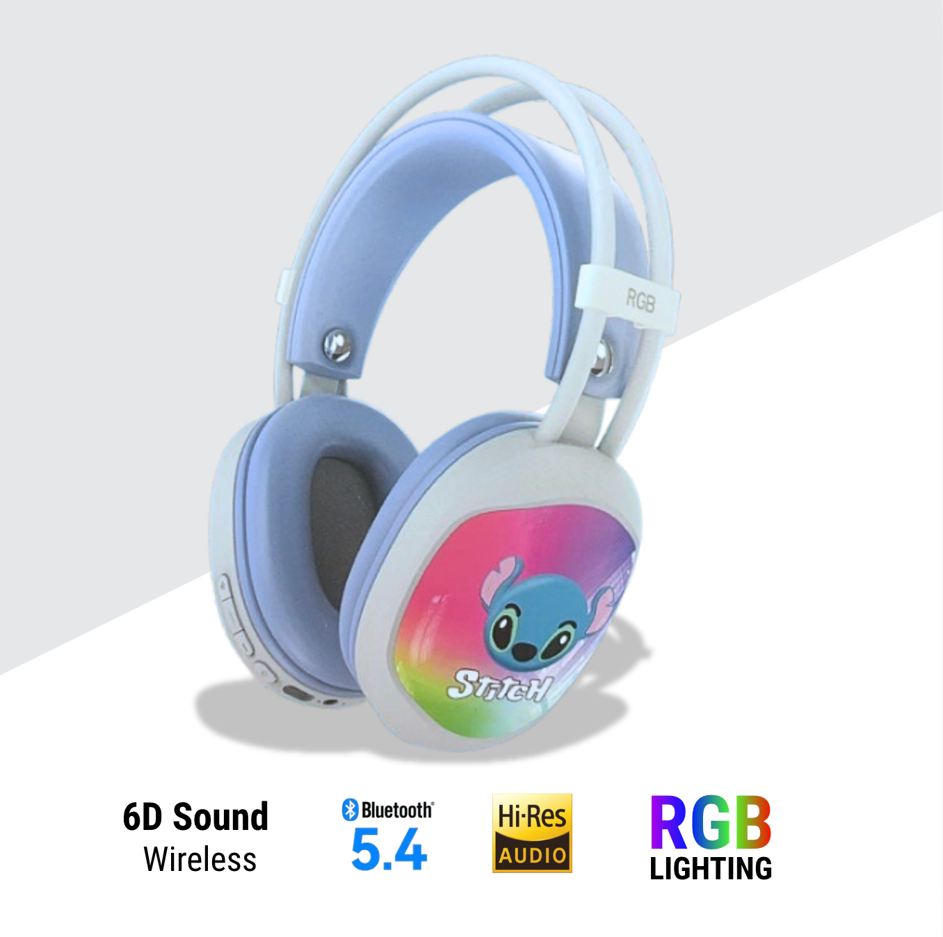 STITCH / Wireless RGB Headphones AH-990 / Light Blue