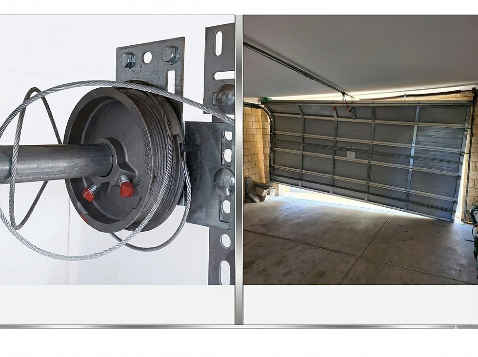 Unwound garage door cable causing door to sit crooked