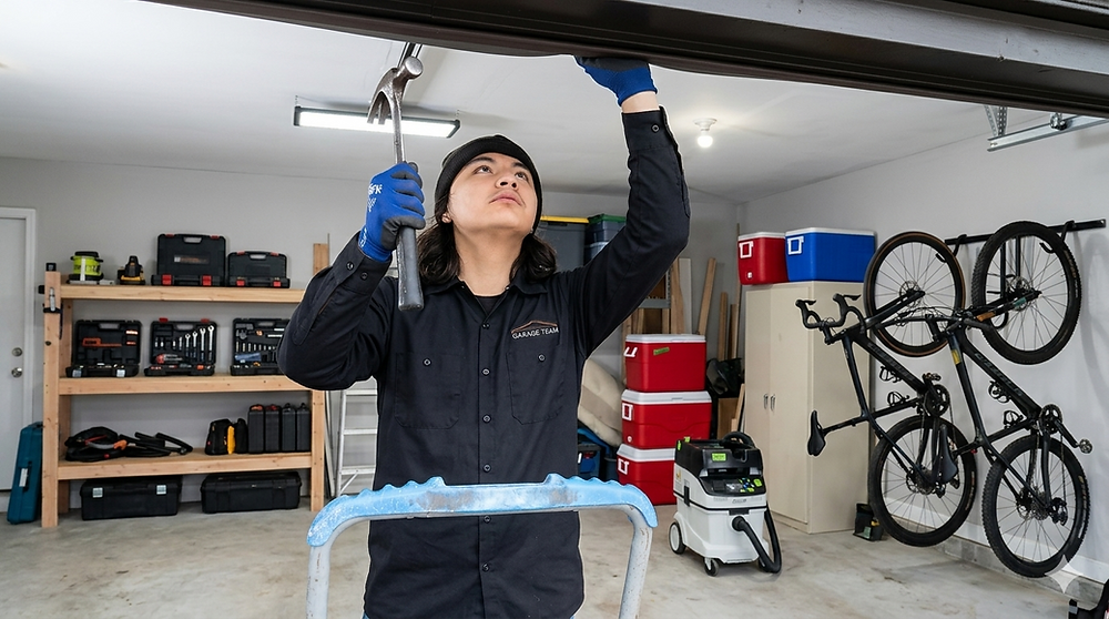 Garage door weather stripping installation