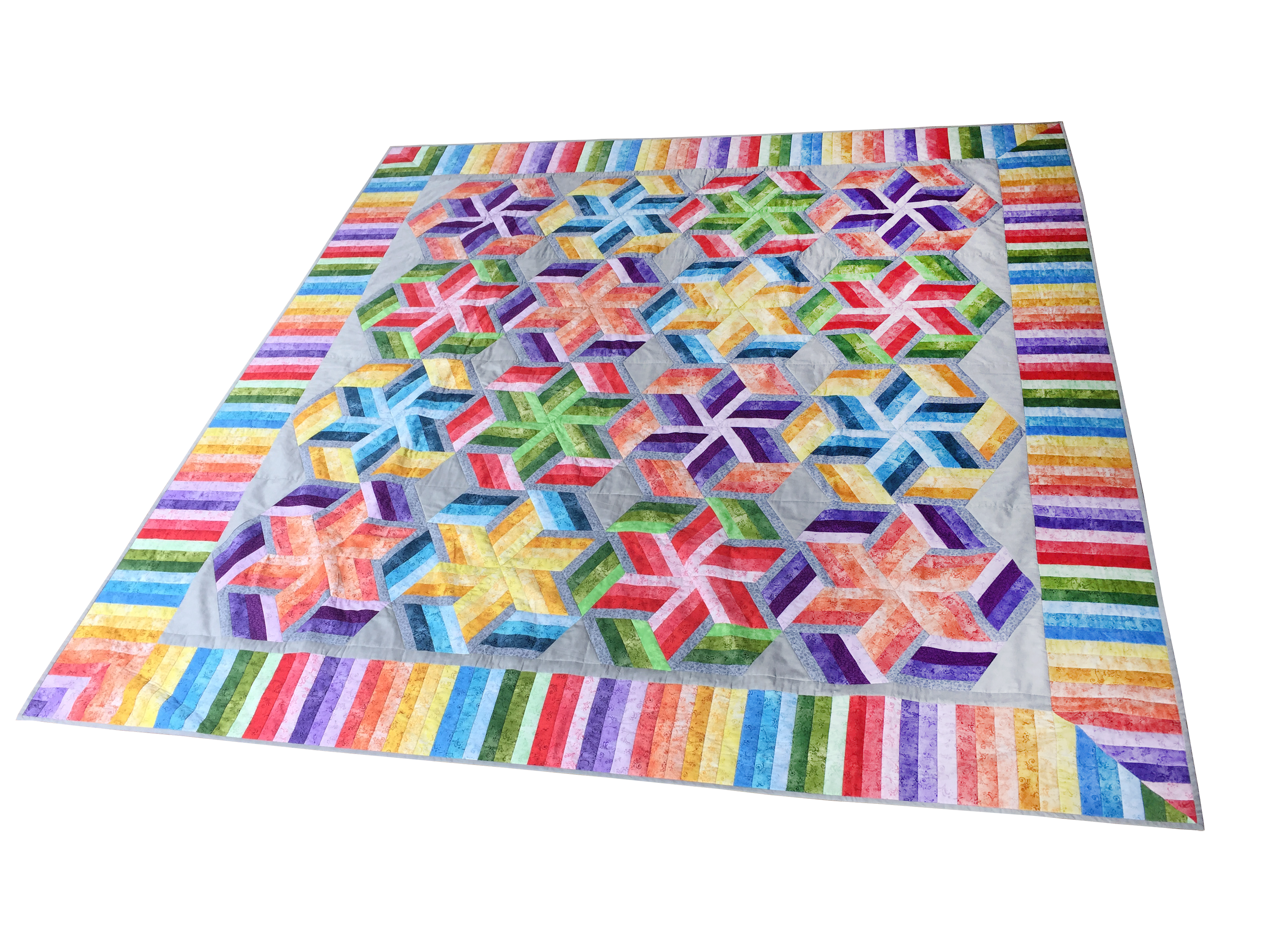 Colcha "Vivid Colours" em Patchwork para Cama Queen (colcha 2.40m x 2.60m)