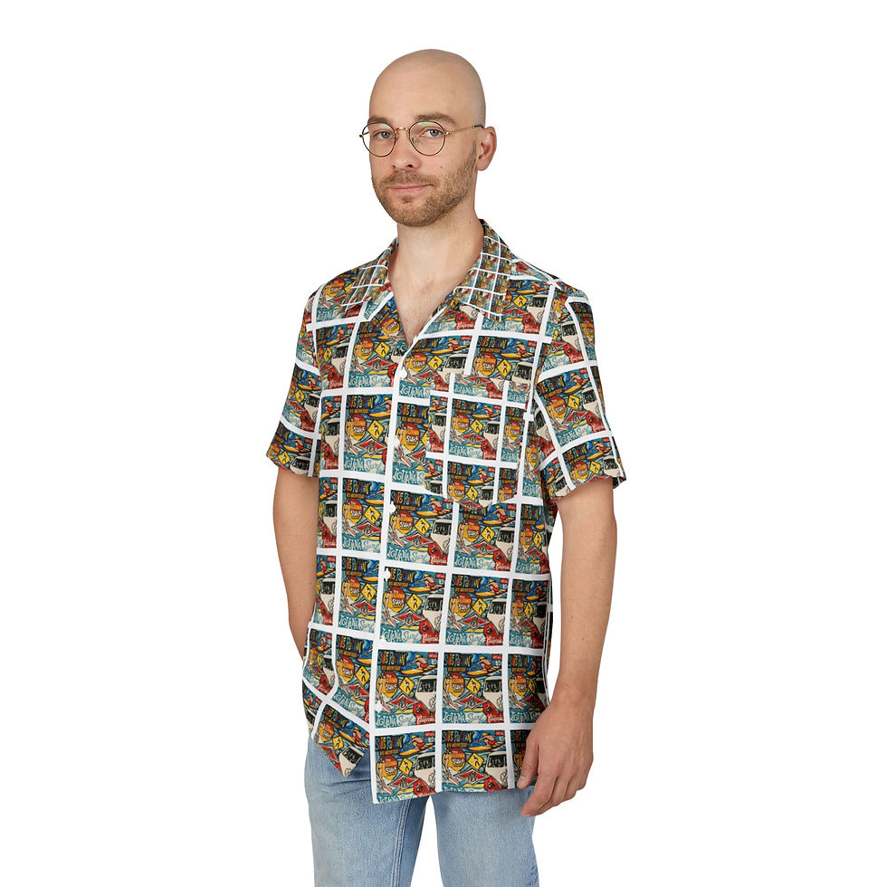 Thumbnail: Retro Hawaiian Button-Down Shirt for Summer Adventures