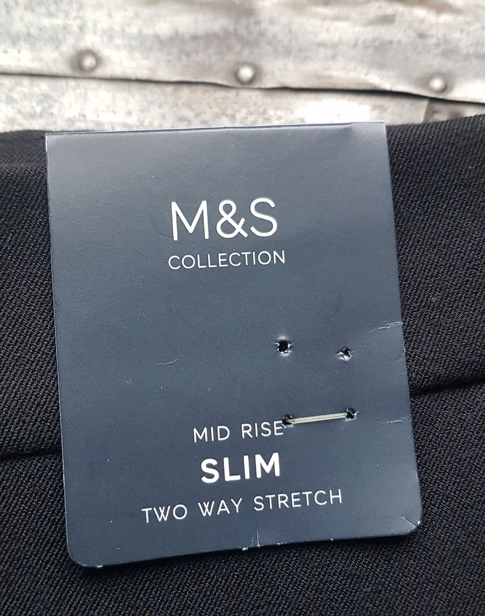Thumbnail: M&S COLLECTION BLACK SLIM FIT TROUSERS. SIZE 8