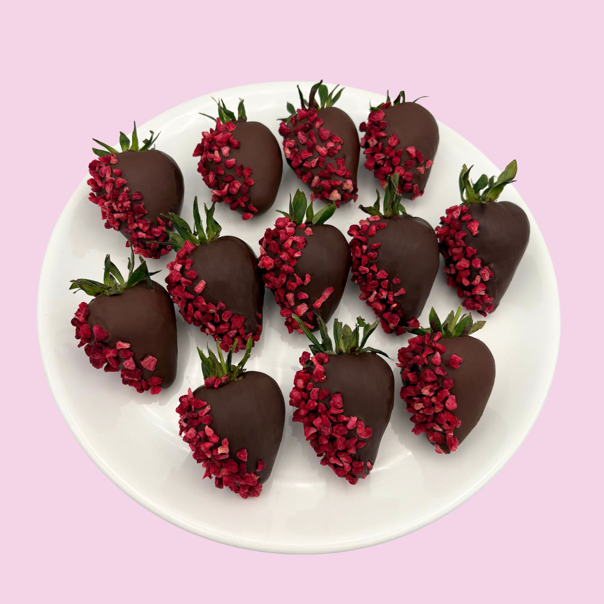 Raspberry Kissed Dark Chocolate Strawberries