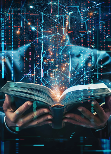 trevor1088_A_digital_analyst_holding_an_open_book_with_pages_fl_2c2d6809-53e7-45e4-972d-2f