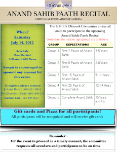 Anand Sahib Paath Recital July 14, 2012