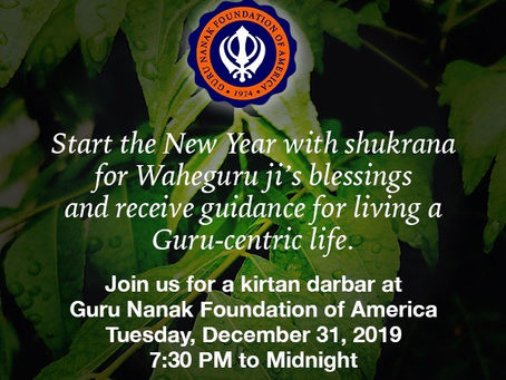 Special Kirtan Darbar at GNFA-Dec 31