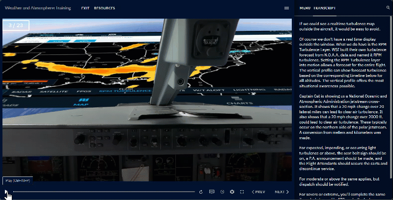 Storyline 360 Course Introducing Weather and Atmosphere Training for Pilots.
